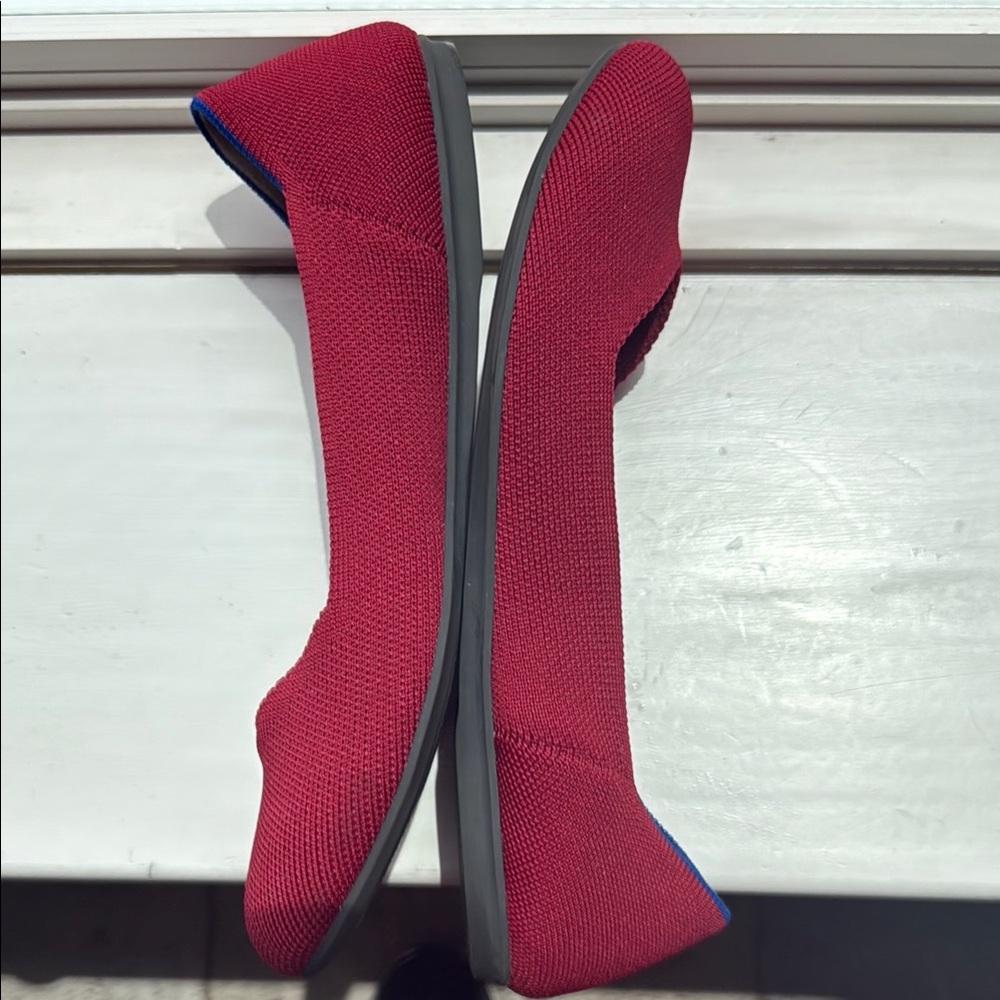 Rothy's Women's Red Knit Flats with Blue Trim - Picture 3 of 4